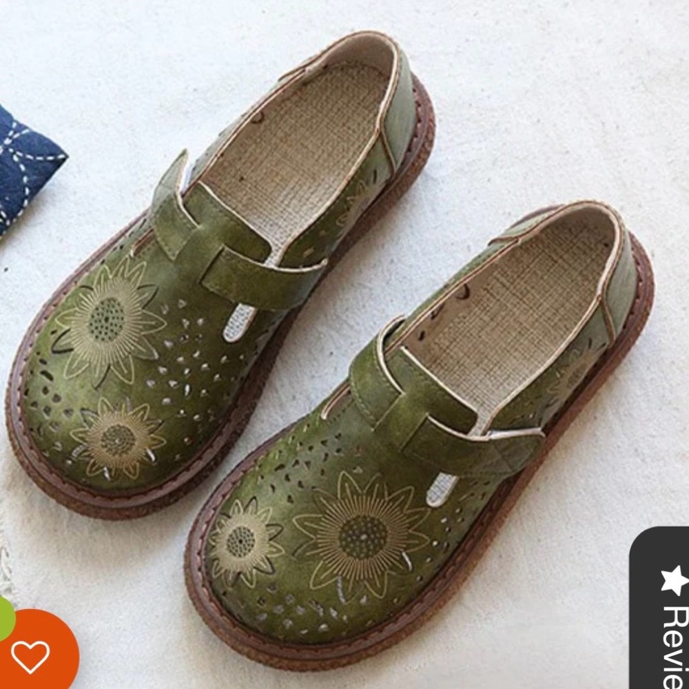 Green Floral Women's Sandals NEW sz 9